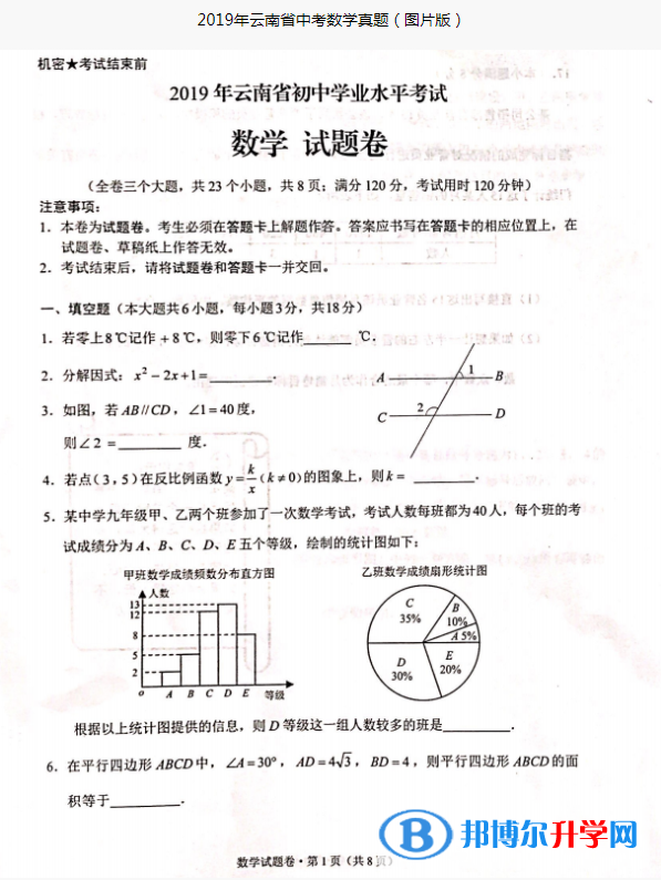 2021年迪慶歷年中考卷子