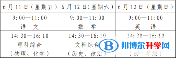 德陽2021年中考時間安排